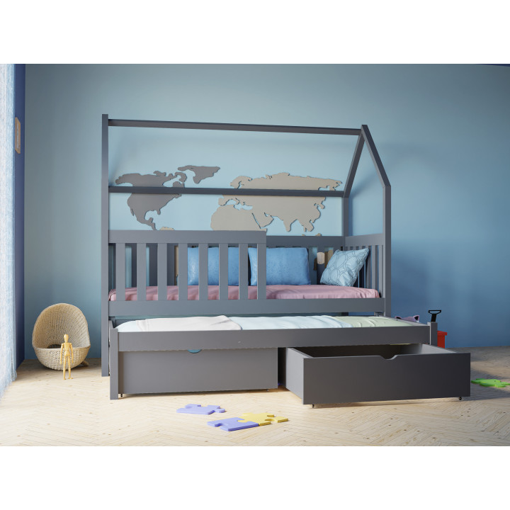 Kids Wooden House Bed with Trundle | Solid Pine Bed – Made in Poland