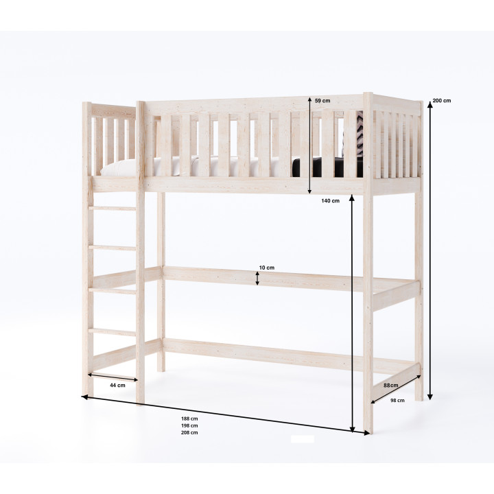 LEON Loft Bed – Solid Wood, Safe and Functional Kids’ Bed
