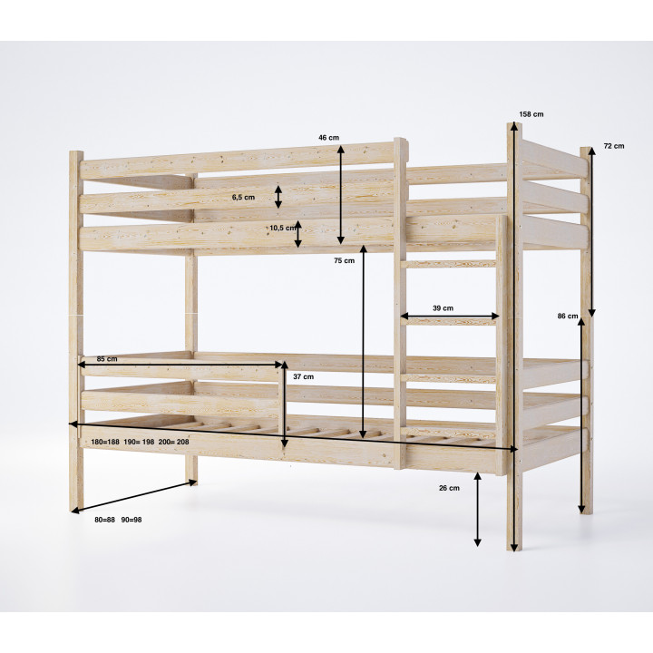 Etagenbett aus Kiefernholz – stabil, sicher & funktional | Kinderbett