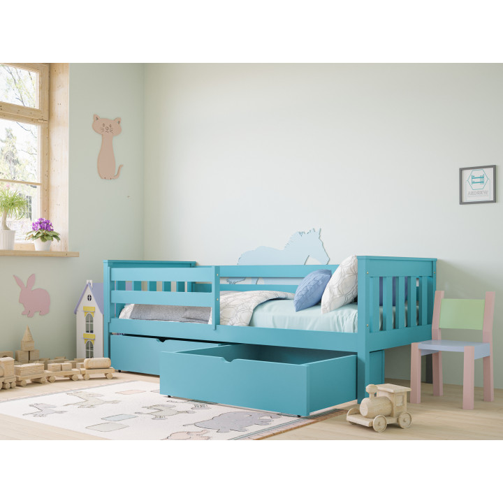 Pine Bed with Safety Rail | Polish Manufacturer | Various Sizes & Colors
