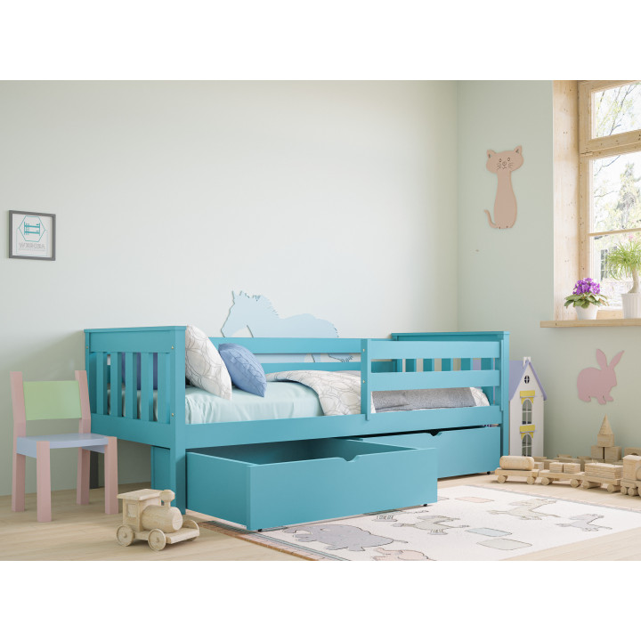 Pine Bed with Safety Rail | Polish Manufacturer | Various Sizes & Colors
