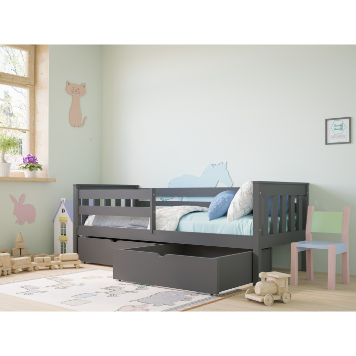 Pine Bed with Safety Rail | Polish Manufacturer | Various Sizes & Colors