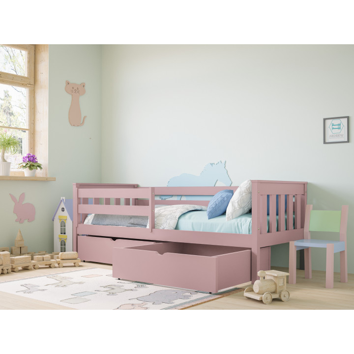 Pine Bed with Safety Rail | Polish Manufacturer | Various Sizes & Colors