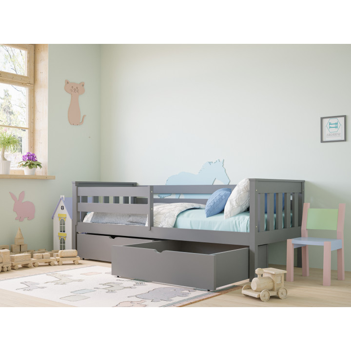 Pine Bed with Safety Rail | Polish Manufacturer | Various Sizes & Colors