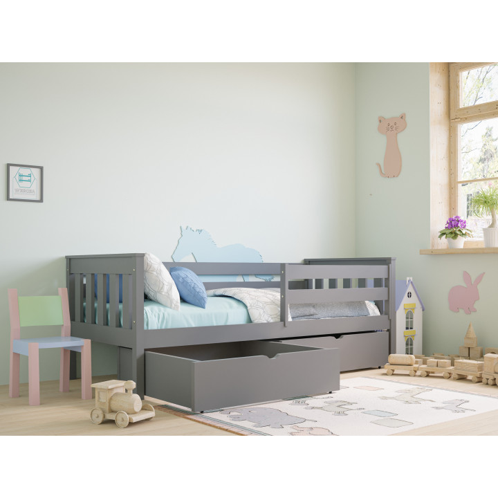 Pine Bed with Safety Rail | Polish Manufacturer | Various Sizes & Colors