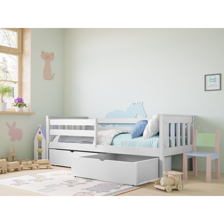 Pine Bed with Safety Rail | Polish Manufacturer | Various Sizes & Colors