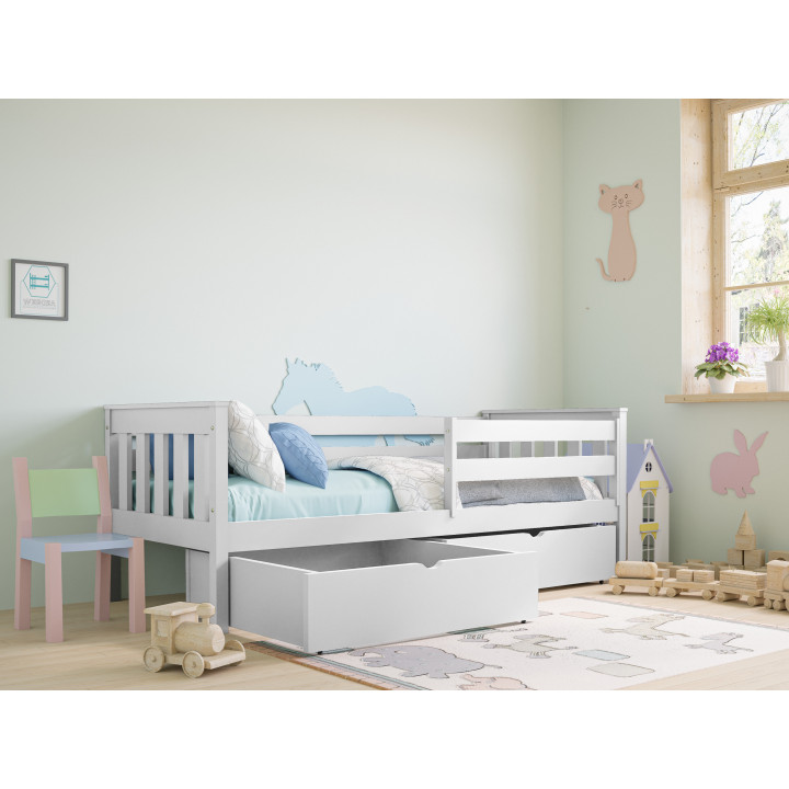Pine Bed with Safety Rail | Polish Manufacturer | Various Sizes & Colors