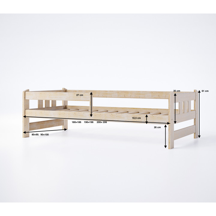 Pine Bed | Polish Manufacturer | Various Sizes & Colors | With or Without Drawers