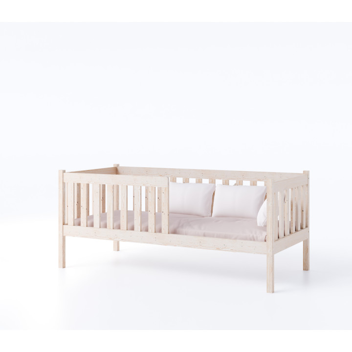 Pine Bed LENA with Safety Rail | Polish Manufacturer | Various Sizes & Colors | With or Without Drawers