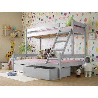3-Person Pine Bunk Bed – Various Sizes & Colors | Polish Manufacturer