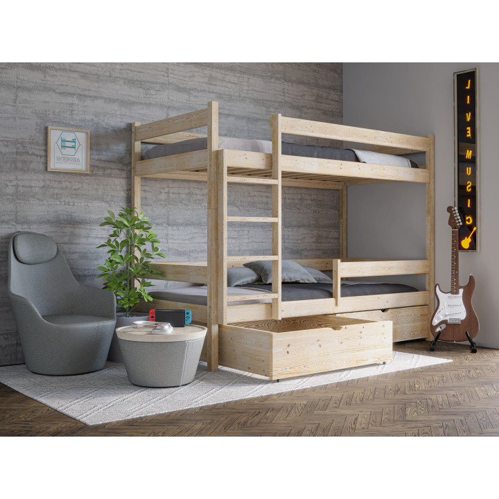 Pine Bunk Bed with Drawers | Wooden Bunk Beds in Various Colors