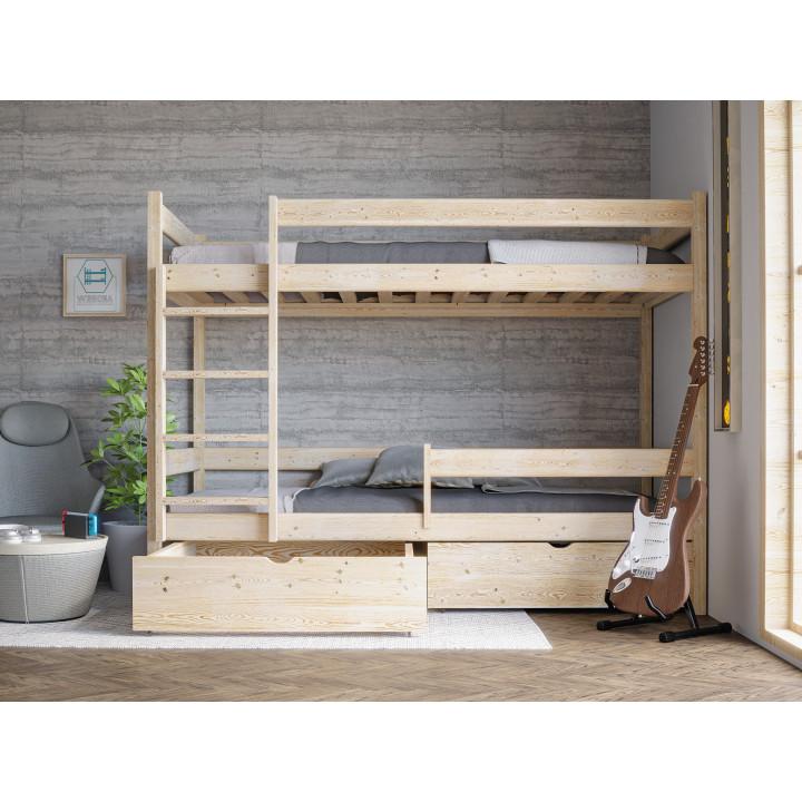 Pine Bunk Bed with Drawers | Wooden Bunk Beds in Various Colors