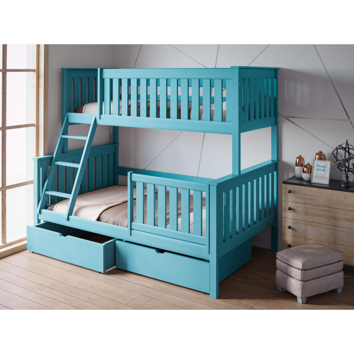 ALVIN 3-Person Bunk Bed with Safety Rail | Solid Pine | Polish Manufacturer