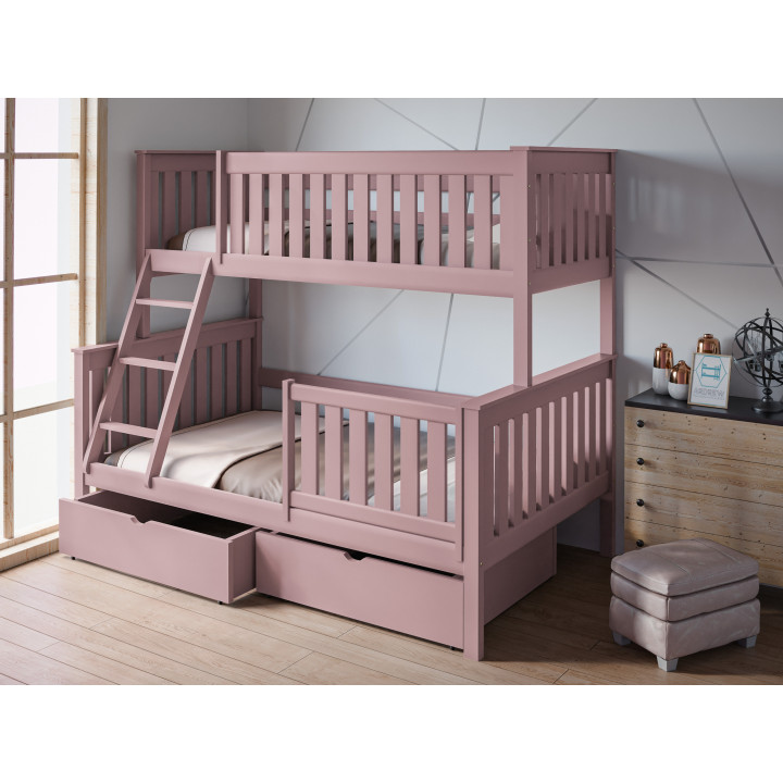 ALVIN 3-Person Bunk Bed with Safety Rail | Solid Pine | Polish Manufacturer