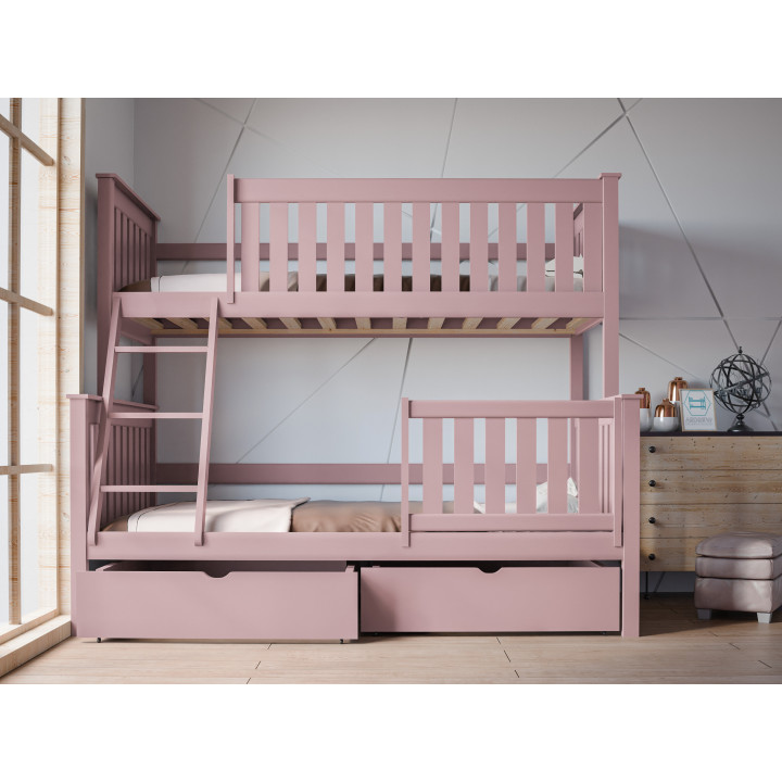 ALVIN 3-Person Bunk Bed with Safety Rail | Solid Pine | Polish Manufacturer