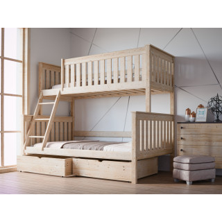 ALVIN 3-Person Bunk Bed | Solid Pine Wood | Polish Manufacturer | Various Sizes & Colors