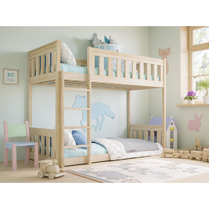 Etagenbett Kinder Kiefer massiv – sicher & anpassbar