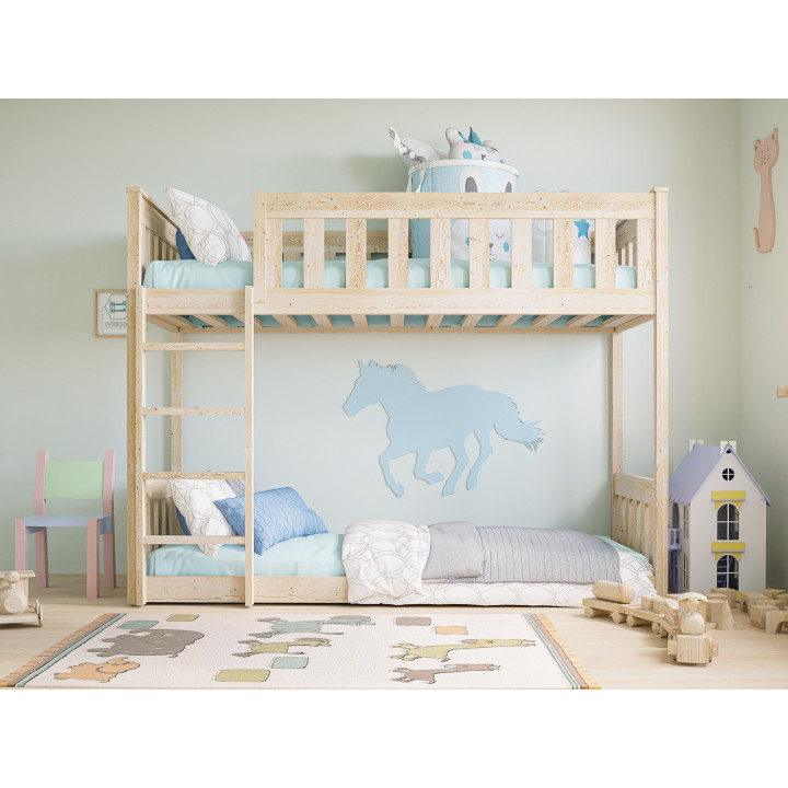 Etagenbett Kinder Kiefer massiv – sicher & anpassbar