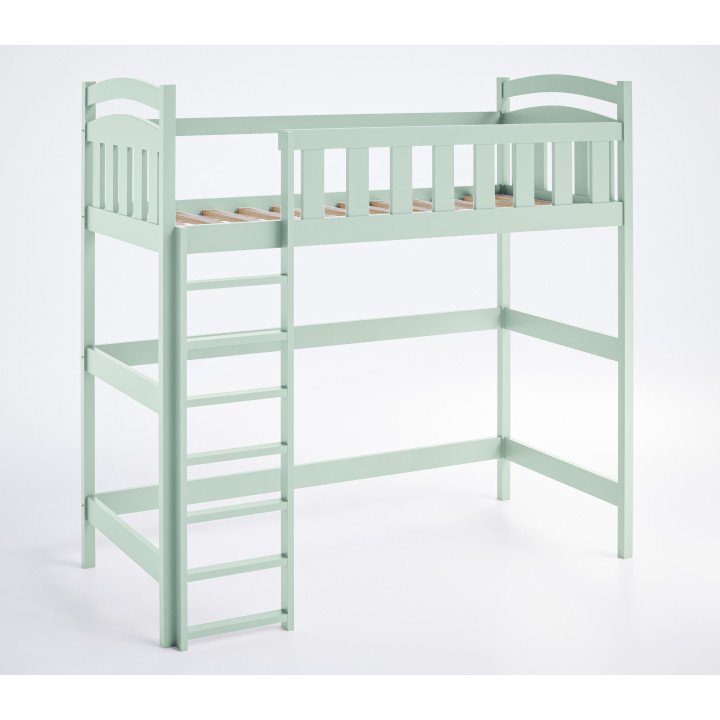 Łóżko młodzieżowe antresola DAMIAN | Drewniane łóżko sosnowe z drabinką