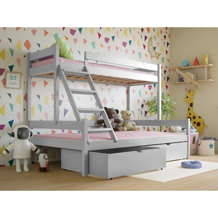 3-Person Pine Bunk Bed – Various Sizes & Colors | Polish Manufacturer