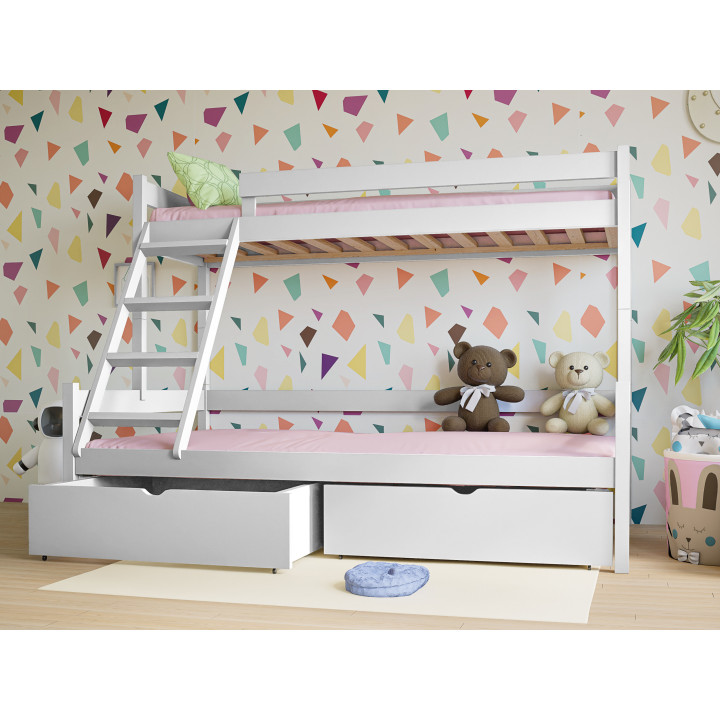 3-Person Pine Bunk Bed – Various Sizes & Colors | Polish Manufacturer