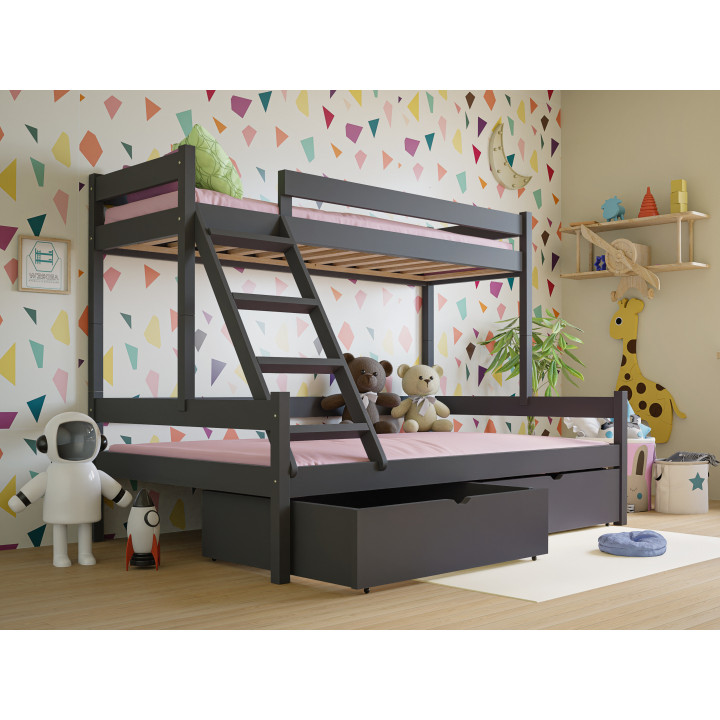 3-Person Pine Bunk Bed – Various Sizes & Colors | Polish Manufacturer