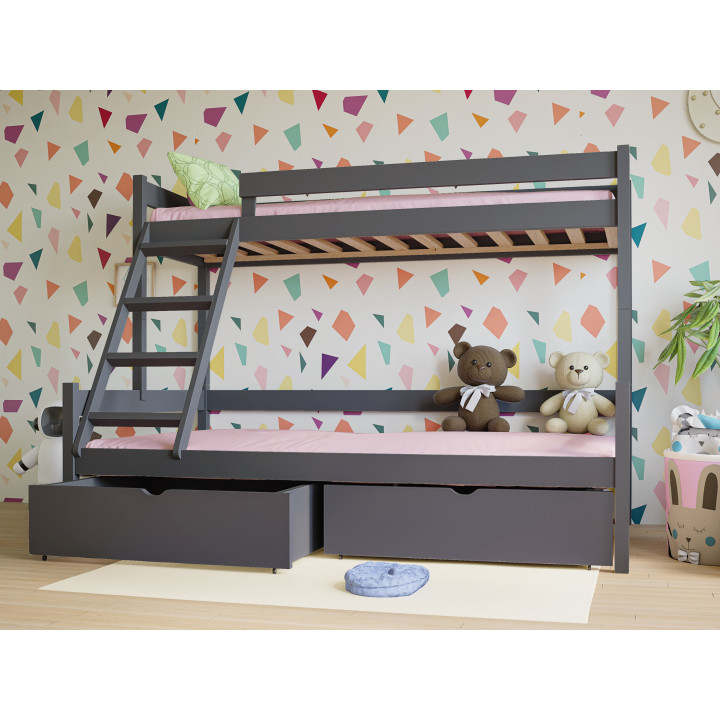 3-Person Pine Bunk Bed – Various Sizes & Colors | Polish Manufacturer