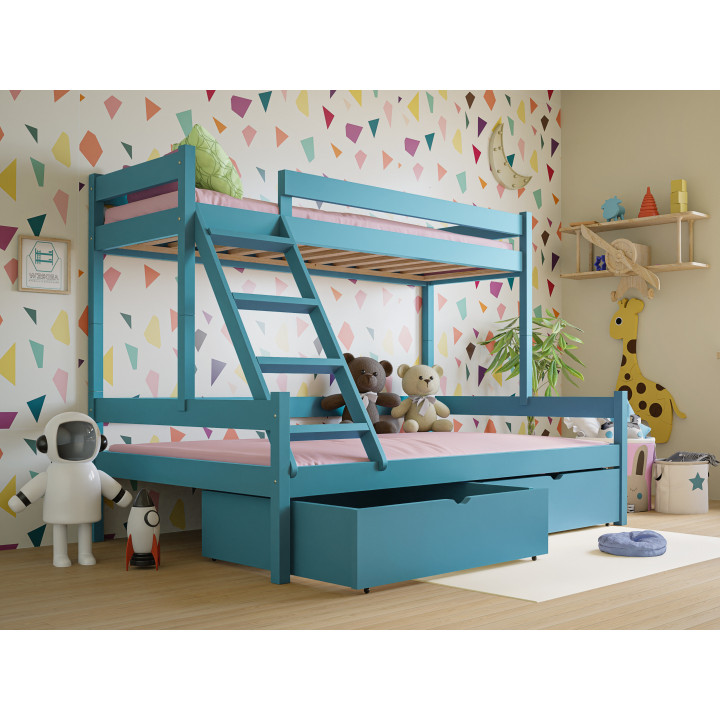 3-Person Pine Bunk Bed – Various Sizes & Colors | Polish Manufacturer