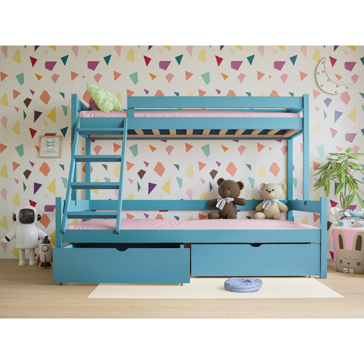 3-Person Pine Bunk Bed – Various Sizes & Colors | Polish Manufacturer