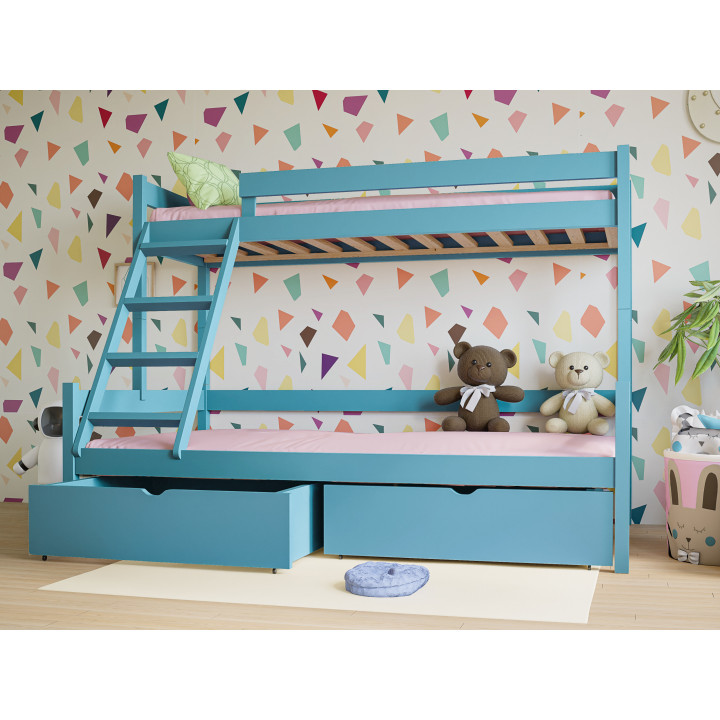 3-Person Pine Bunk Bed – Various Sizes & Colors | Polish Manufacturer