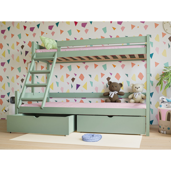 3-Person Pine Bunk Bed – Various Sizes & Colors | Polish Manufacturer