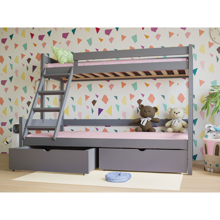 3-Person Pine Bunk Bed – Various Sizes & Colors | Polish Manufacturer