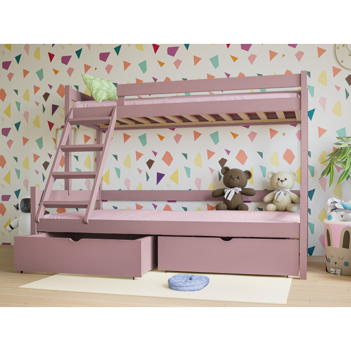 3-Person Pine Bunk Bed – Various Sizes & Colors | Polish Manufacturer