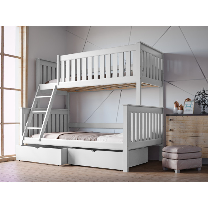 ALVIN 3-Person Bunk Bed | Solid Pine Wood | Polish Manufacturer | Various Sizes & Colors