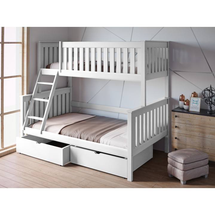ALVIN 3-Person Bunk Bed | Solid Pine Wood | Polish Manufacturer | Various Sizes & Colors