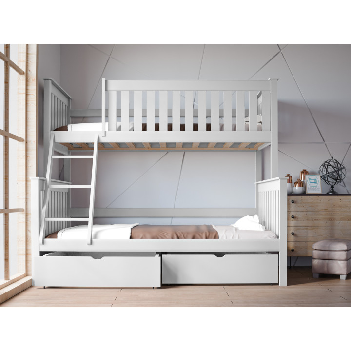 ALVIN 3-Person Bunk Bed | Solid Pine Wood | Polish Manufacturer | Various Sizes & Colors