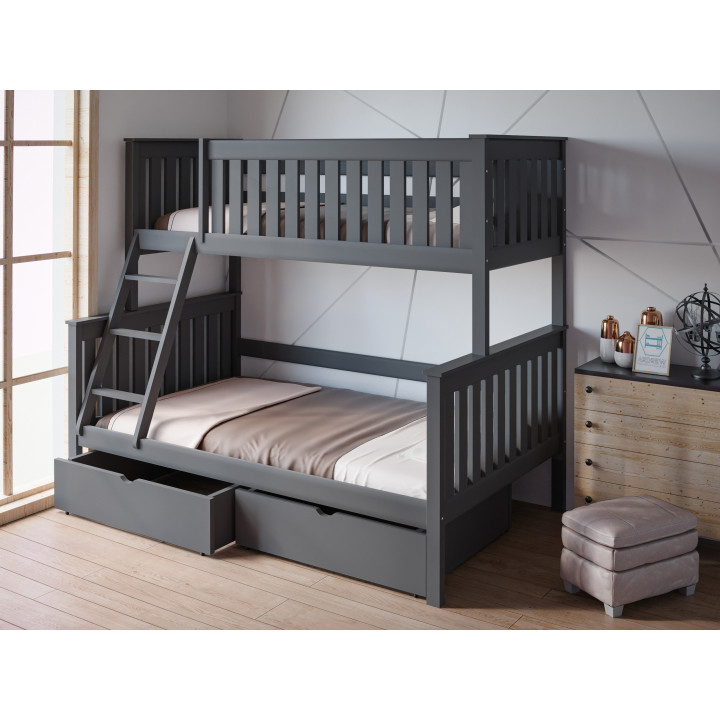 ALVIN 3-Person Bunk Bed | Solid Pine Wood | Polish Manufacturer | Various Sizes & Colors