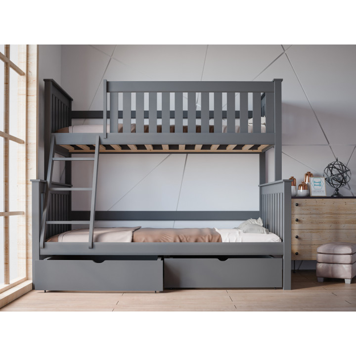 ALVIN 3-Person Bunk Bed | Solid Pine Wood | Polish Manufacturer | Various Sizes & Colors
