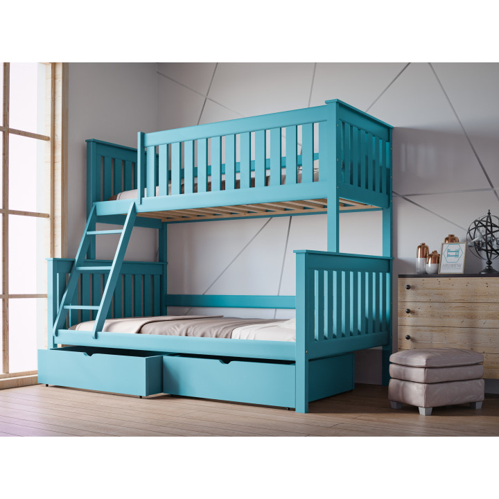 ALVIN 3-Person Bunk Bed | Solid Pine Wood | Polish Manufacturer | Various Sizes & Colors