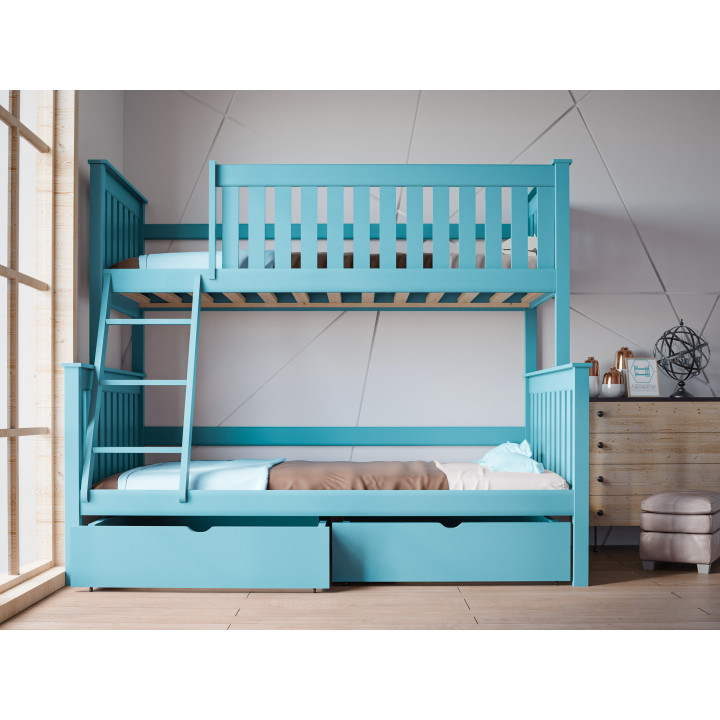 ALVIN 3-Person Bunk Bed | Solid Pine Wood | Polish Manufacturer | Various Sizes & Colors