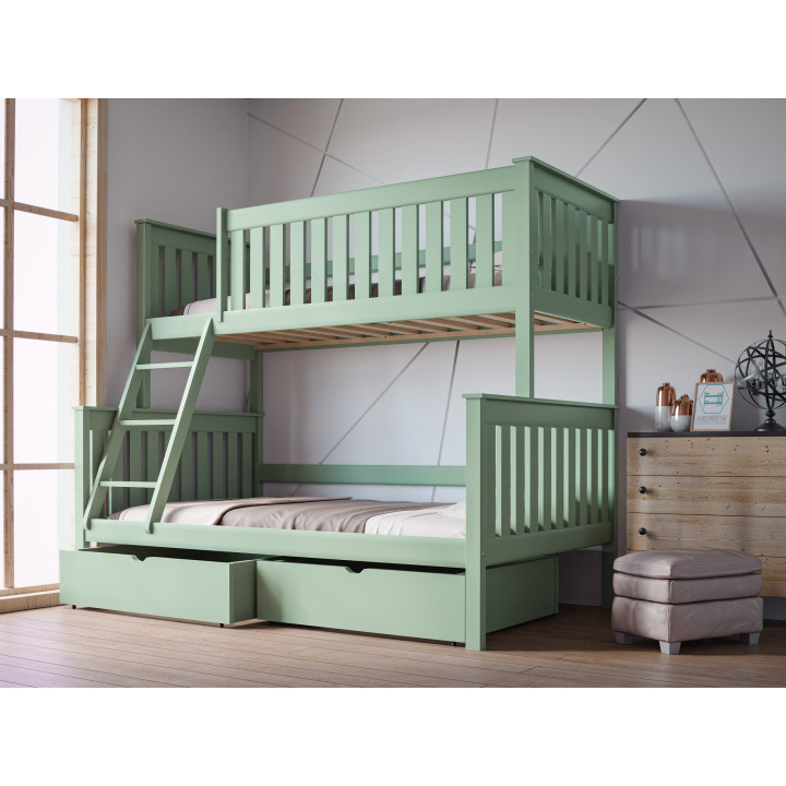 ALVIN 3-Person Bunk Bed | Solid Pine Wood | Polish Manufacturer | Various Sizes & Colors