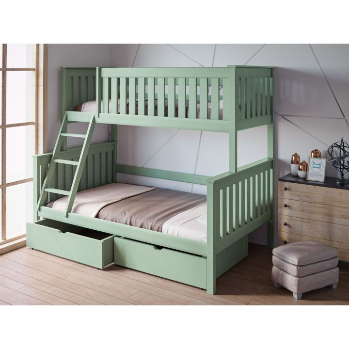 ALVIN 3-Person Bunk Bed | Solid Pine Wood | Polish Manufacturer | Various Sizes & Colors