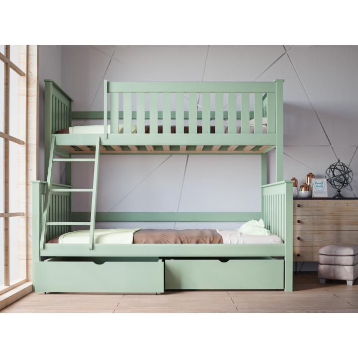ALVIN 3-Person Bunk Bed | Solid Pine Wood | Polish Manufacturer | Various Sizes & Colors
