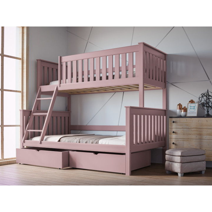 ALVIN 3-Person Bunk Bed | Solid Pine Wood | Polish Manufacturer | Various Sizes & Colors