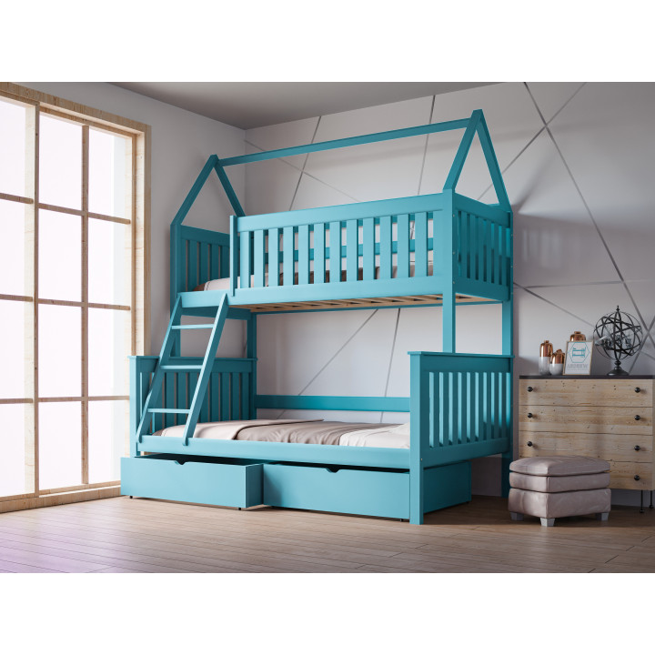 ALVIN House Bunk Bed 3-Person | Solid Pine | Polish Manufacturer