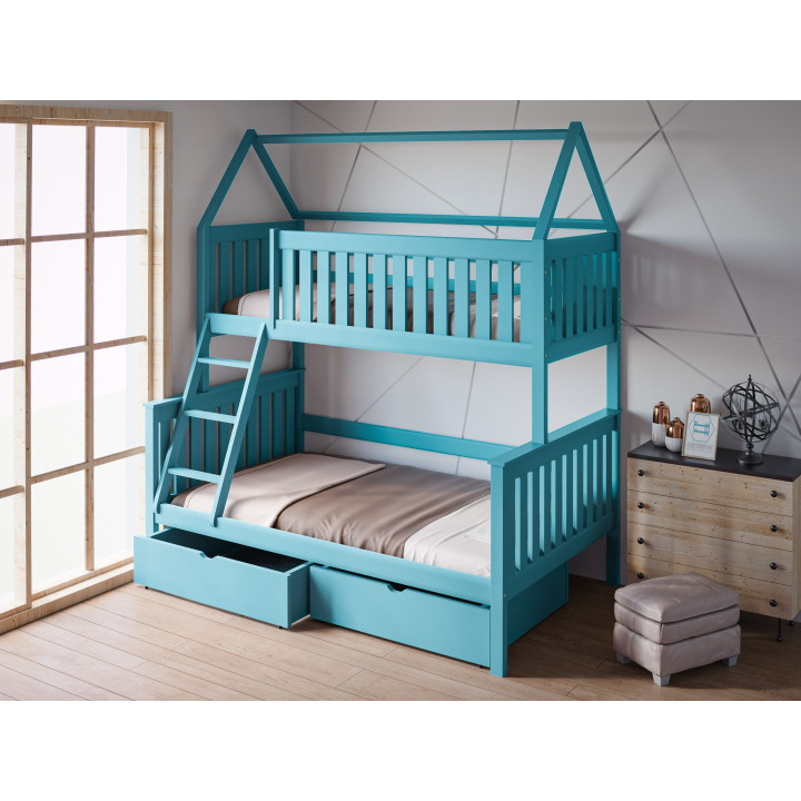 ALVIN House Bunk Bed 3-Person | Solid Pine | Polish Manufacturer