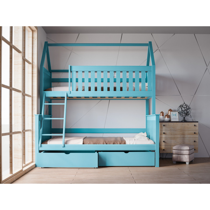 ALVIN House Bunk Bed 3-Person | Solid Pine | Polish Manufacturer