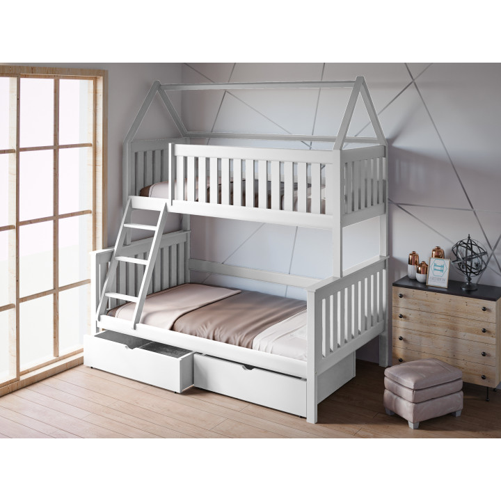 ALVIN House Bunk Bed 3-Person | Solid Pine | Polish Manufacturer