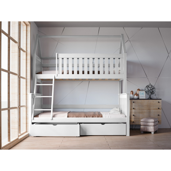 ALVIN House Bunk Bed 3-Person | Solid Pine | Polish Manufacturer