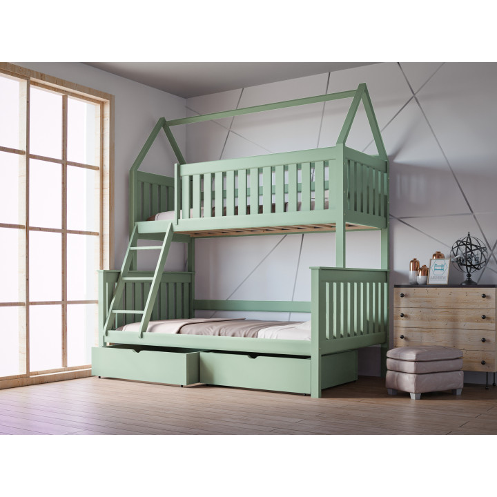 ALVIN House Bunk Bed 3-Person | Solid Pine | Polish Manufacturer